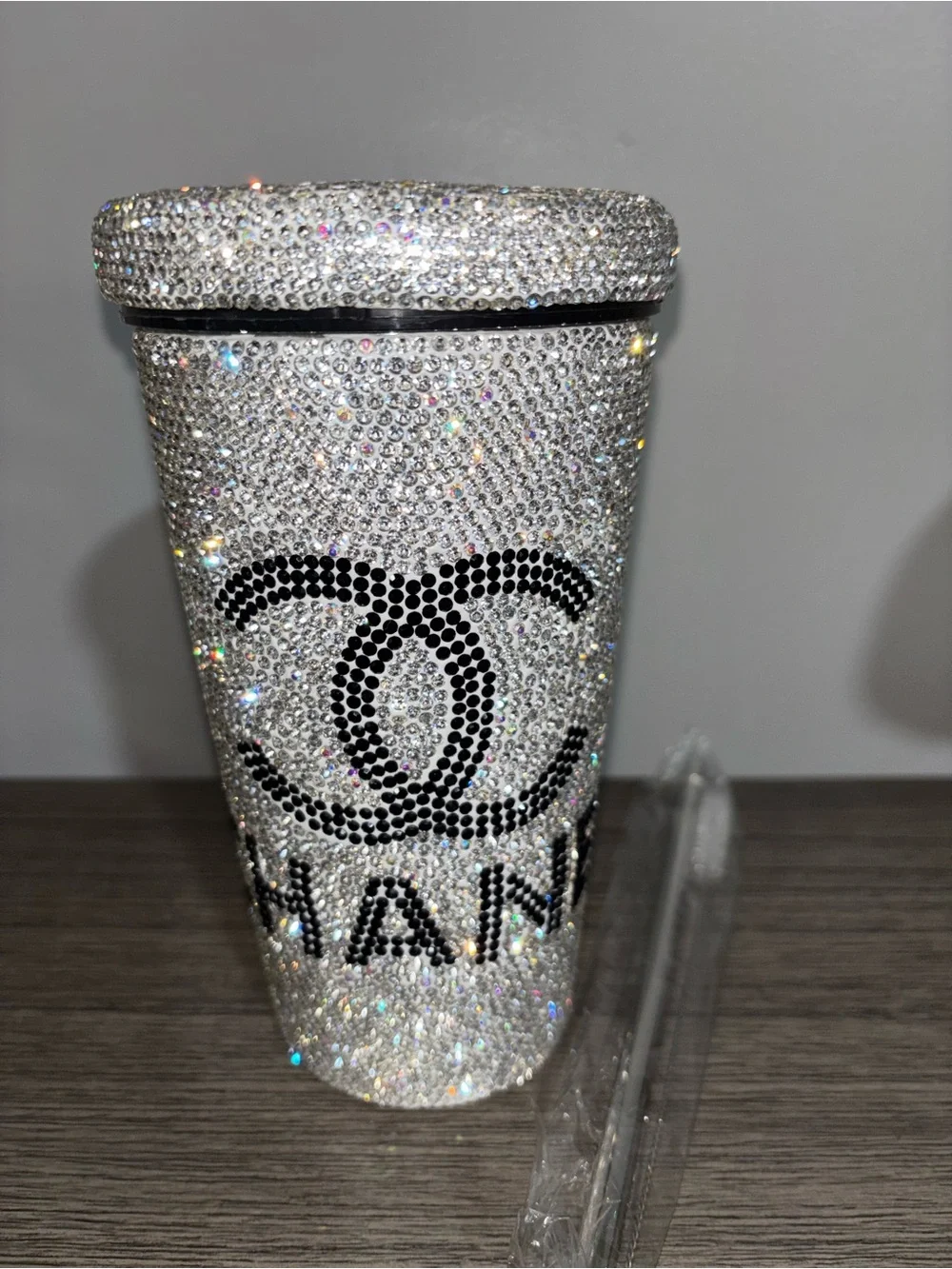 Custom Made Sparkling Crystal Tumbler - Silver Glitz